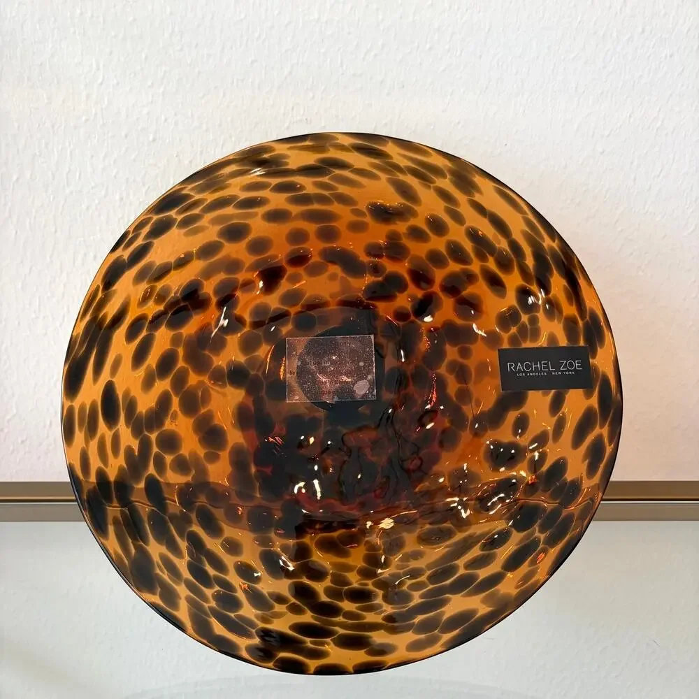 Rachel Zoe Tortoise Glass Footed Cake Stand 10in NEW